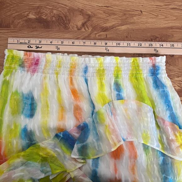 Tanya Taylor Teresa Tie Dye  Asymmetrical Silk Blend Midi Skirt Size 8 - Picture 9 of 12